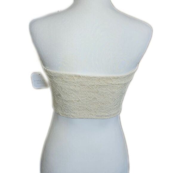 Altar'd State NWT Ivory Strapless Tube Top, Lace Overlay, Tie Bow, Small - Picture 3 of 9
